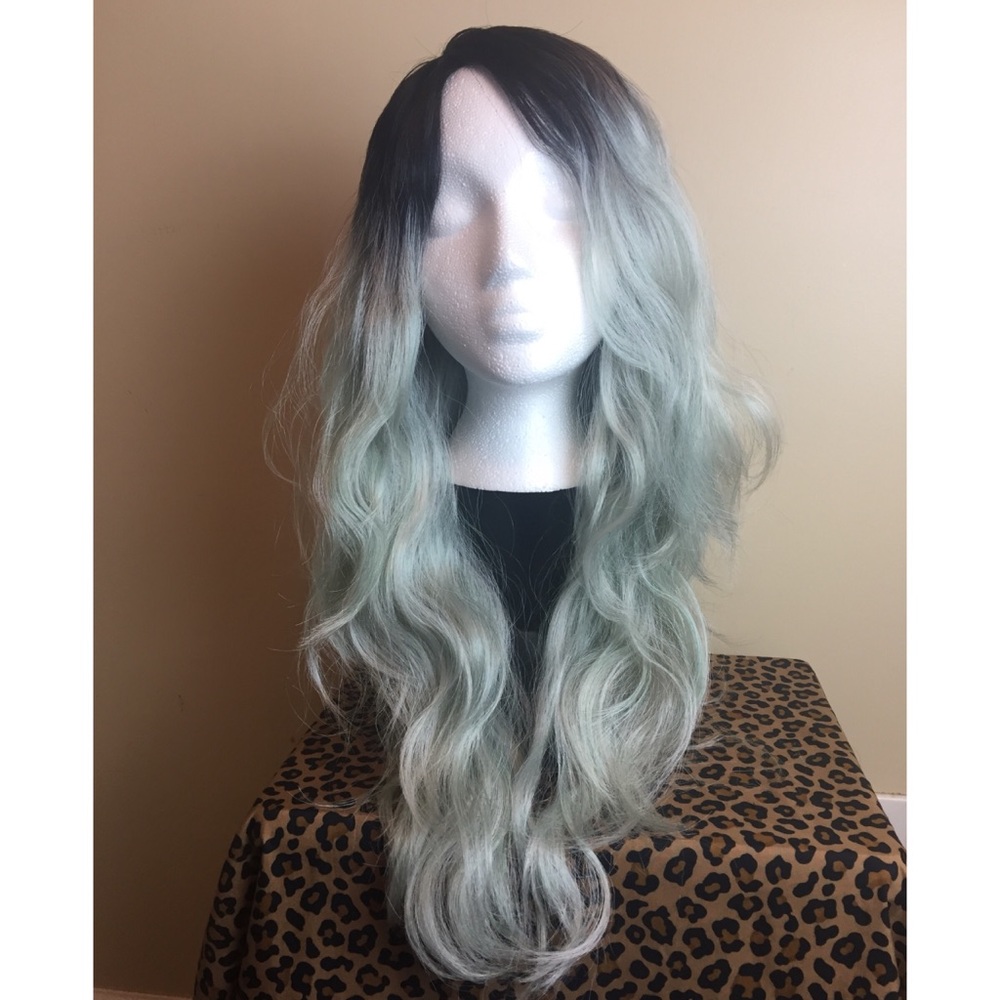 Pastel mint green ombré wig